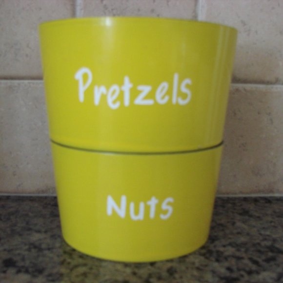 Vintage Mid Century Modern MCM Nuts Pretzels Server Bowls Yellow Black - Picture 1 of 7